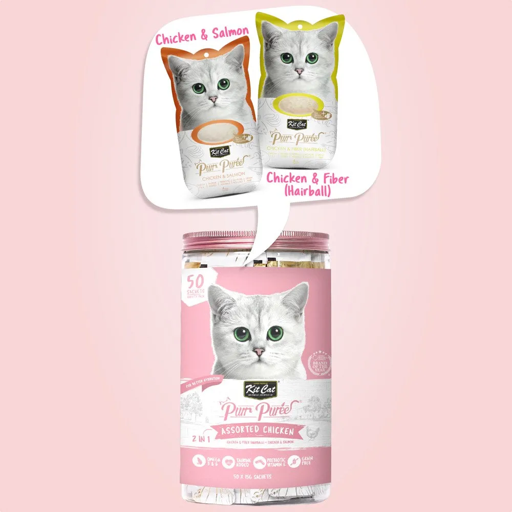 38% OFF: Kit Cat Purr Puree Variety Pack Assorted Chicken Grain-Free Liquid Cat Treats 750g