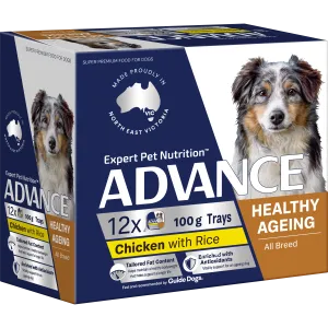 Advance Chicken and Rice Healthy Ageing All Breed Mature Wet Dog Food Tray 100g x 12