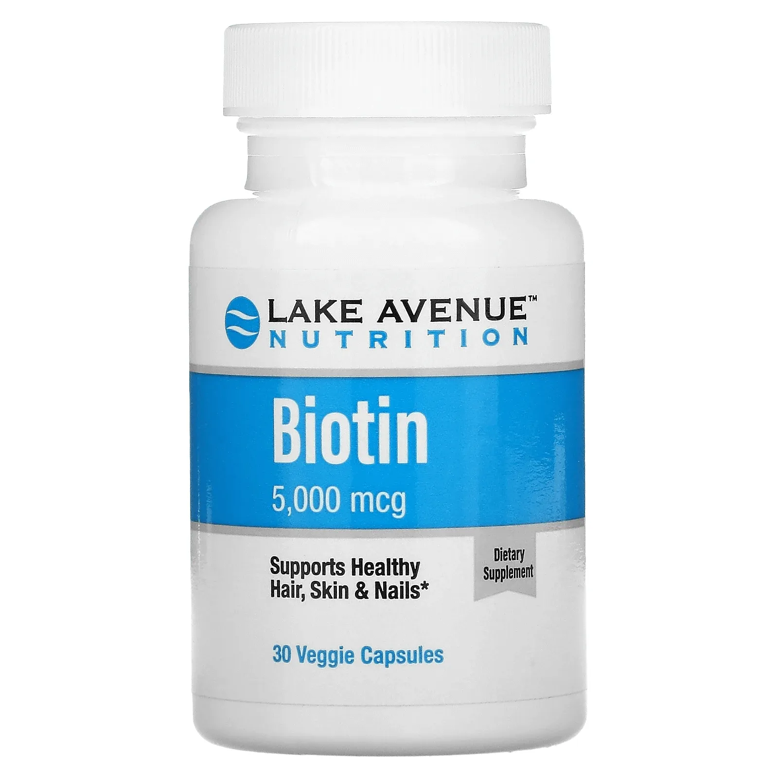 Biotin, 5000 mcg, 30 Vegetarian Capsules, Lake Avenue Nutrition