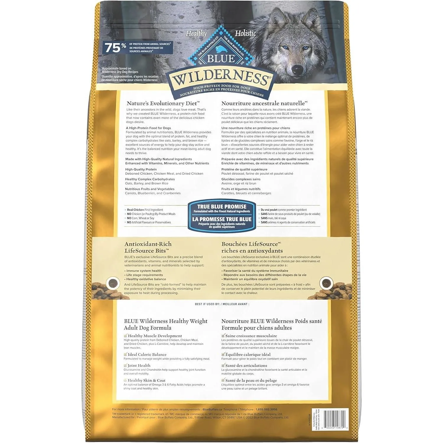 Blue Buffalo Wilderness More Meat & Wholesome Grains Natural Dry Dog Food Healthy Weight Chicken