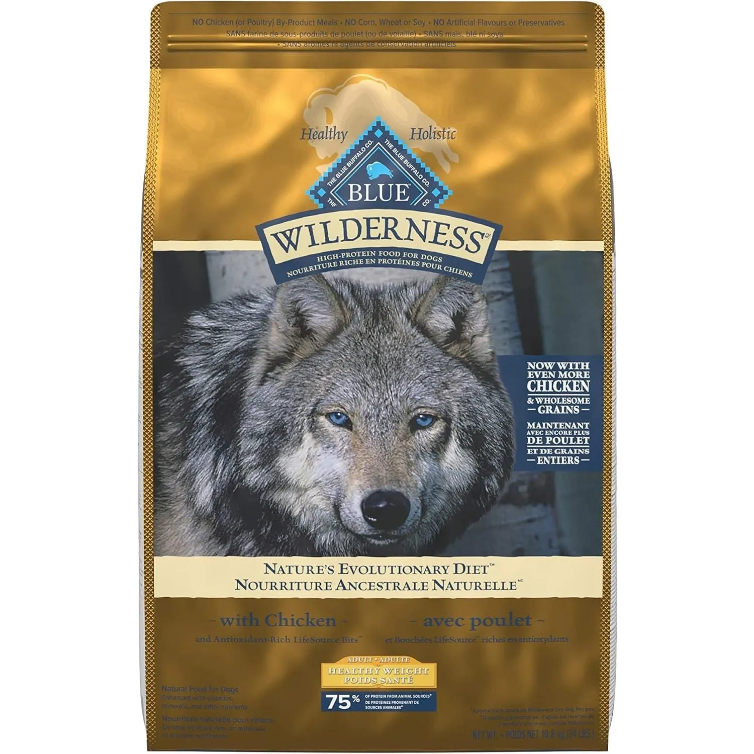 Blue Buffalo Wilderness More Meat & Wholesome Grains Natural Dry Dog Food Healthy Weight Chicken