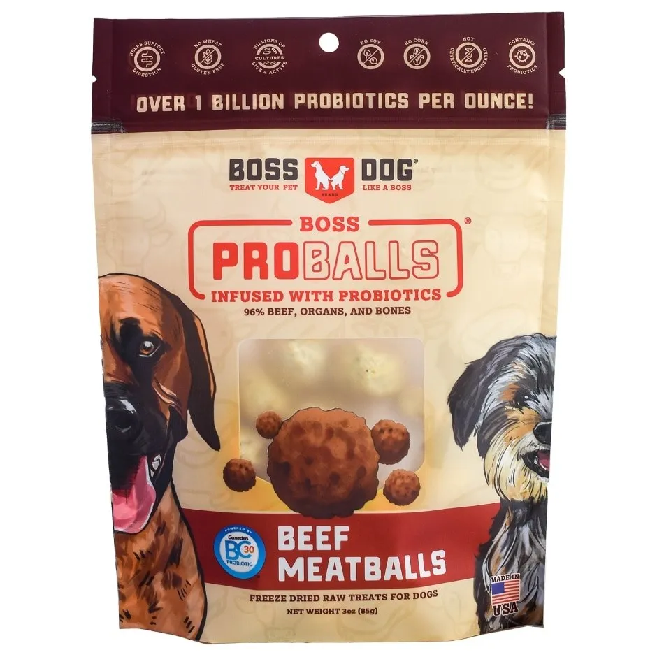 Boss Dog Proballs Freeze-Dried Meatballs Beef Recipe, Dog Treat, 3-oz Bag