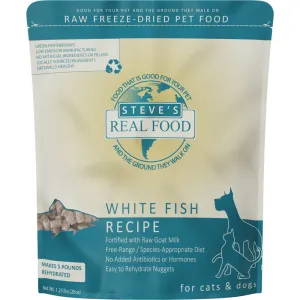 'BUNDLE DEAL FREE WIPES': Steve's Real Food White Fish Grain-Free Freeze-Dried Raw Food For Cats & Dogs 20oz