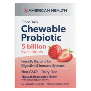 Chewable Probiotic Natural Strawberry 60 Tabs By American Health