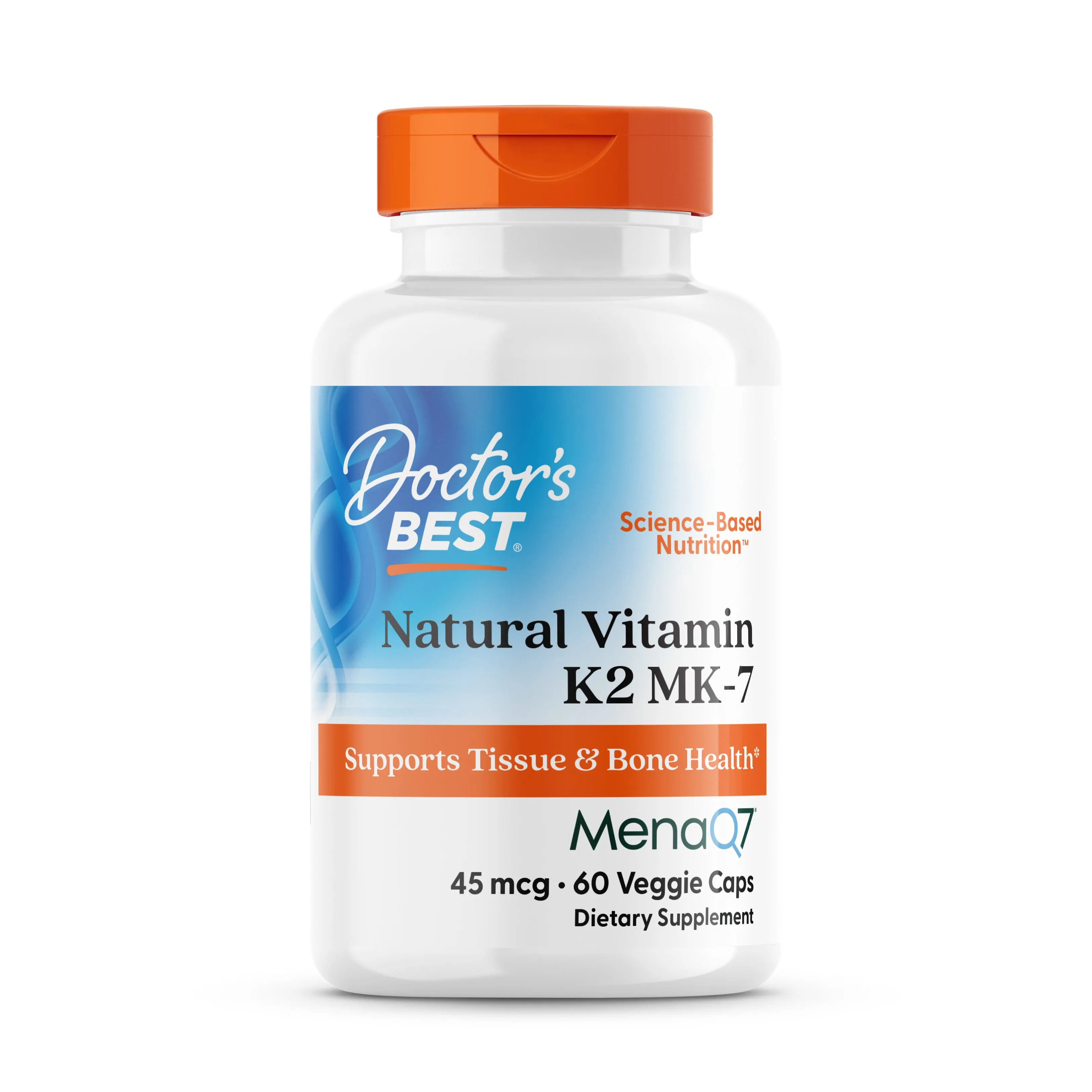 Doctor's Best Natural Vitamin K2 MK-7 with MenaQ7, 45 mcg, 60 Veggie Caps