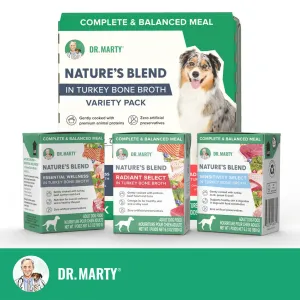 Dr. Marty Nature's Blend Variety Pack in Turkey Bone Broth Wet Dog Food, 6.3-oz, case of 12