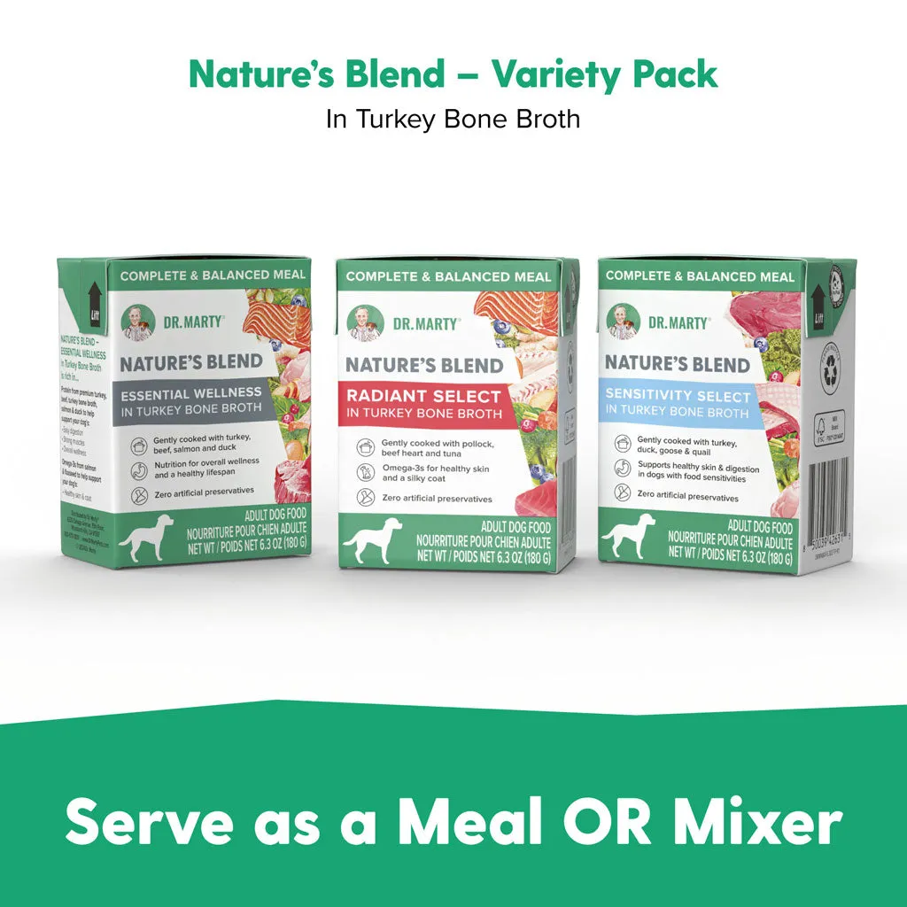 Dr. Marty Nature's Blend Variety Pack in Turkey Bone Broth Wet Dog Food, 6.3-oz, case of 12