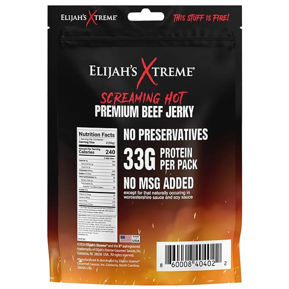 Elijah's Xtreme Xtreme Regret Spicy Beef Jerky 2 Oz Gluten Free EXSPICYRJERKY