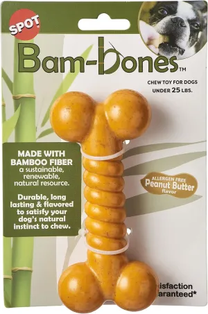 Ethical Pet Bam-Bones Twist Bone Peanut Butter Flavored Dog Chew Toy, 5"