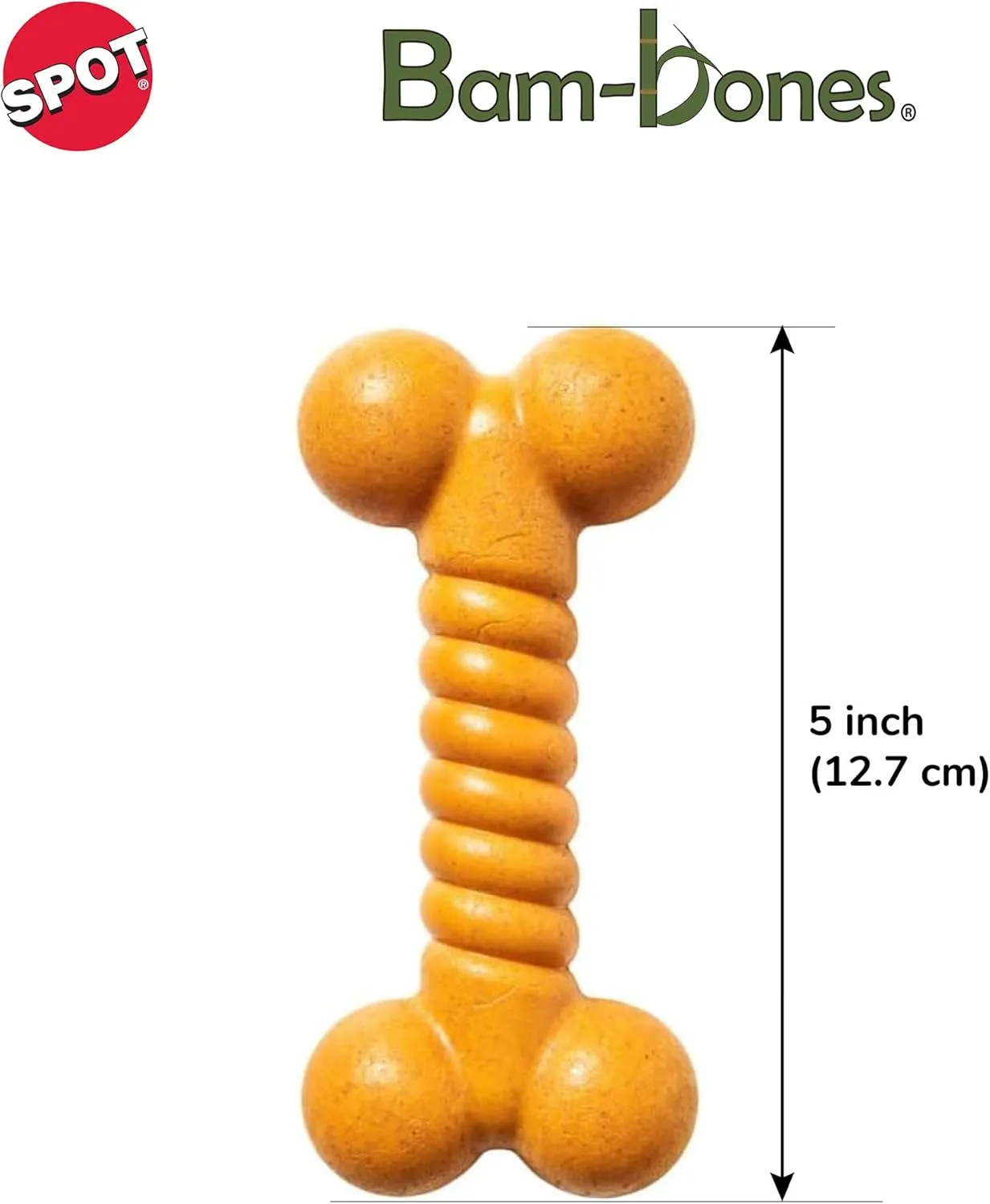 Ethical Pet Bam-Bones Twist Bone Peanut Butter Flavored Dog Chew Toy, 5"