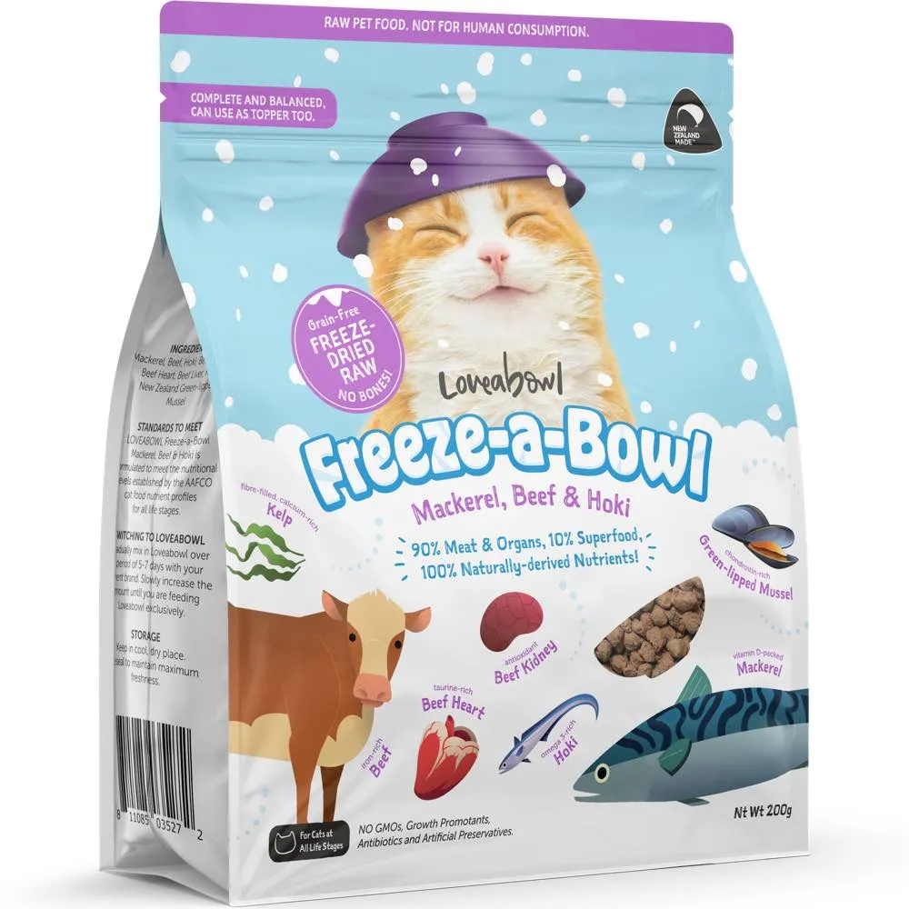 FREE SAMPLE (1 per order): Loveabowl Freeze-A-Bowl Grain-Free Freeze-Dried Raw Cat Food (Random Flavour)