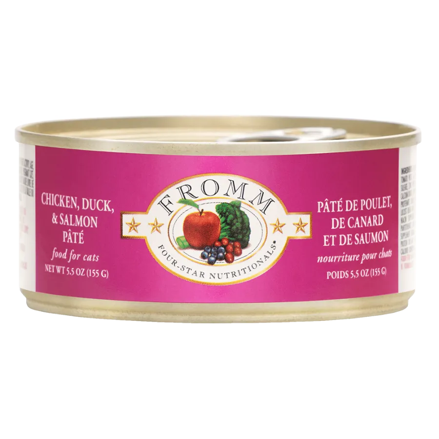 Fromm Four-Star Chicken, Duck & Salmon Pate Canned Cat Food, 5-oz