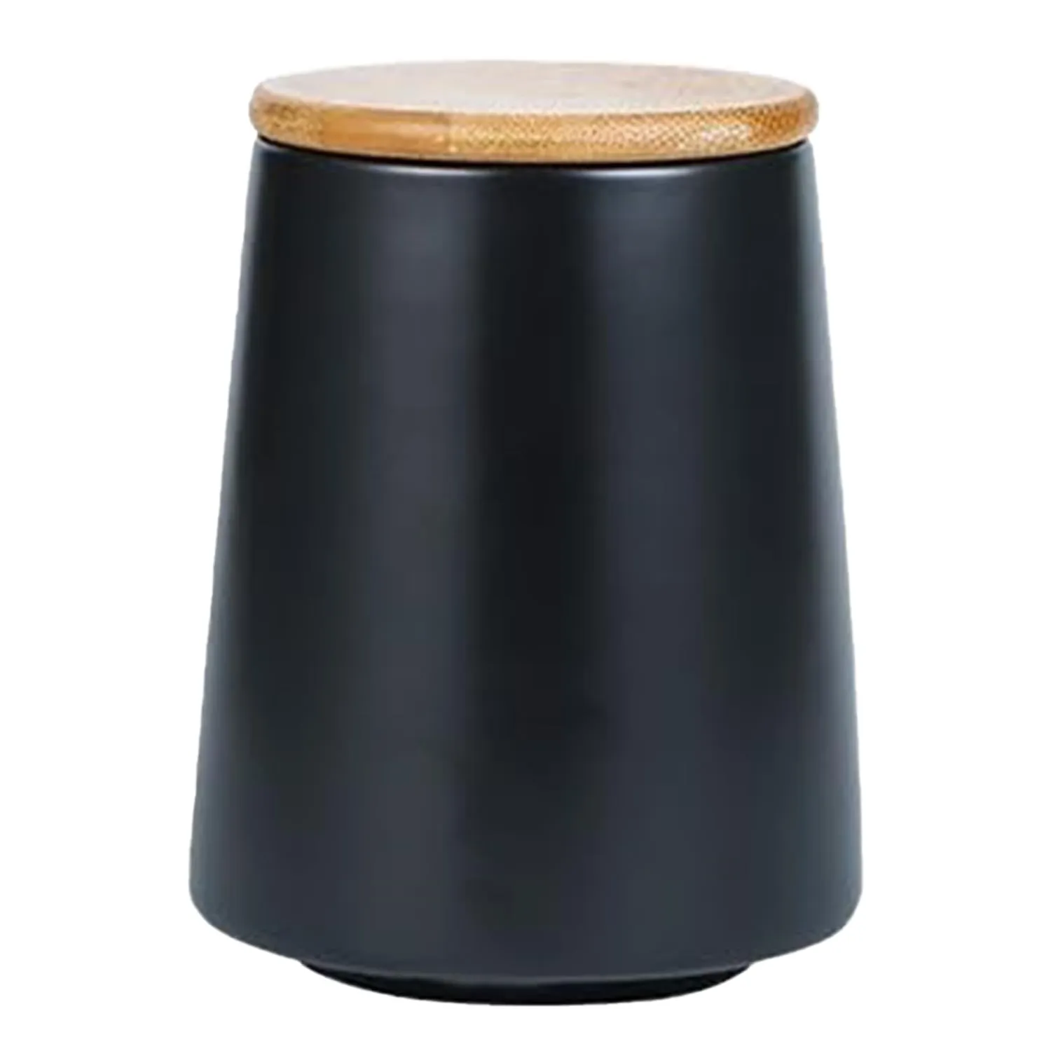 Heart Home Ceramic Jar | Food Storage Jar | Kitchen Storage Jar | Round Jar for Home | Sugar Storage Jar | Airtight Bamboo Lid | YX01-S-BK | 500 ML | Black