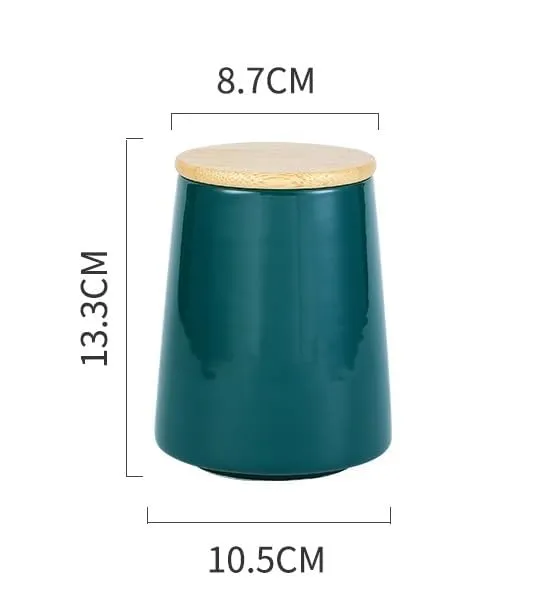 Homestic Ceramic Jar | Food Storage Jar | Kitchen Storage Jar | Round Jar for Home | Sugar Storage Jar | Airtight Bamboo Lid | YX02-M-GN | 700 ML | Green