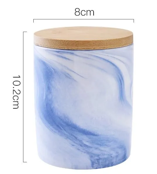 Homestic Ceramic Jar | Food Storage Jar | Kitchen Storage Jar | Round Jar for Home | Sugar Storage Jar | Airtight Bamboo Lid | YX09-M-BU | 400 ML | Blue