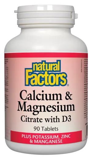 Natural Factors Calcium & Magnesium Citrate with D3 (90 Tablets)