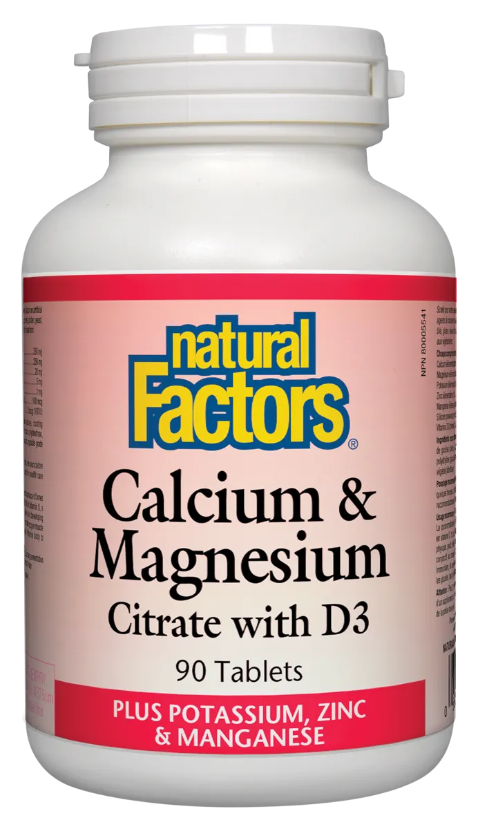 Natural Factors Calcium & Magnesium Citrate with D3 (90 Tablets)