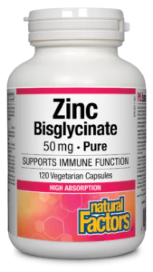 Natural Factors Zinc Bisglycinate 50mg (120Vcaps)