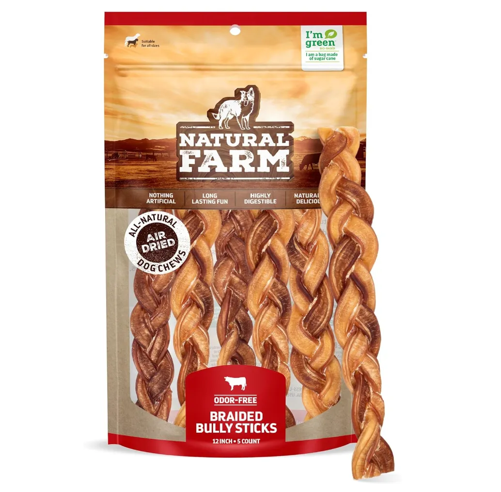 Natural Farm Odor Free Braided Bully Stick