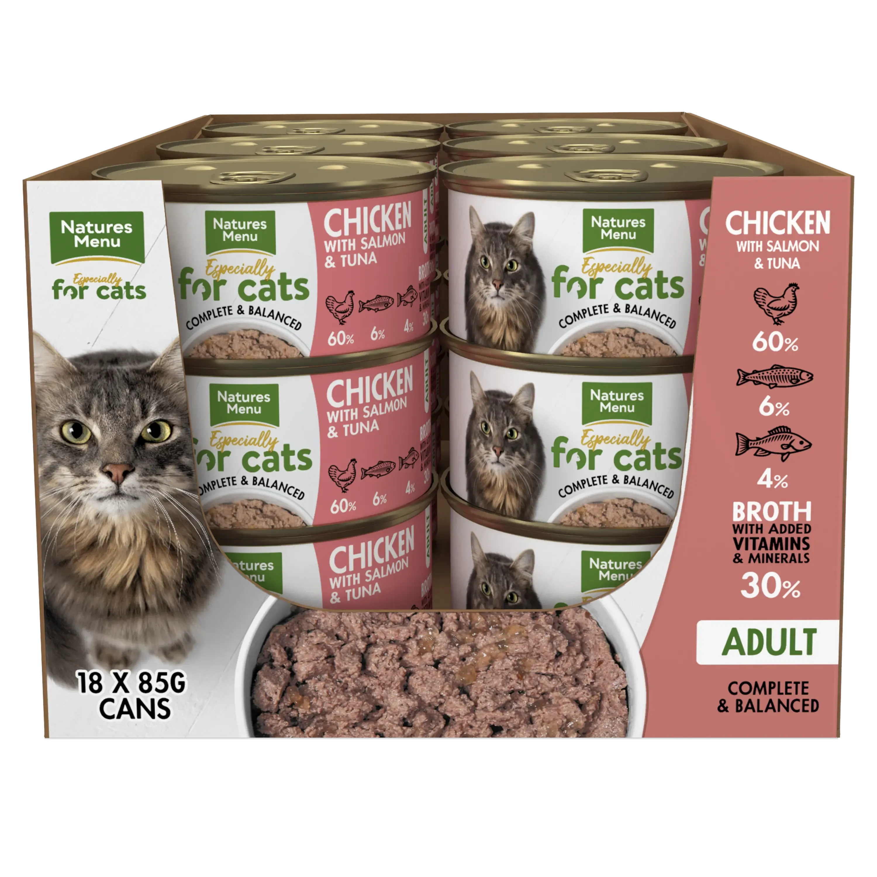 Natures Menu Cat Chicken Salmon & Tuna Tins 18x 85g