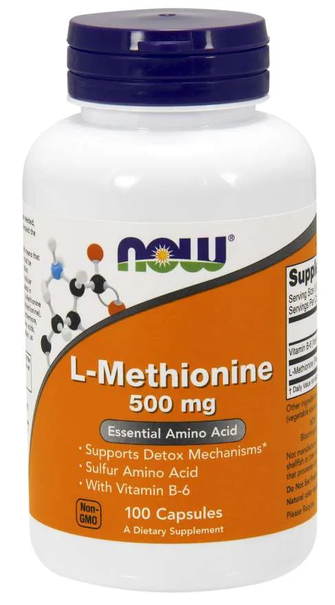 Now L-Methionine 500mg 100 Vegetable Capsules