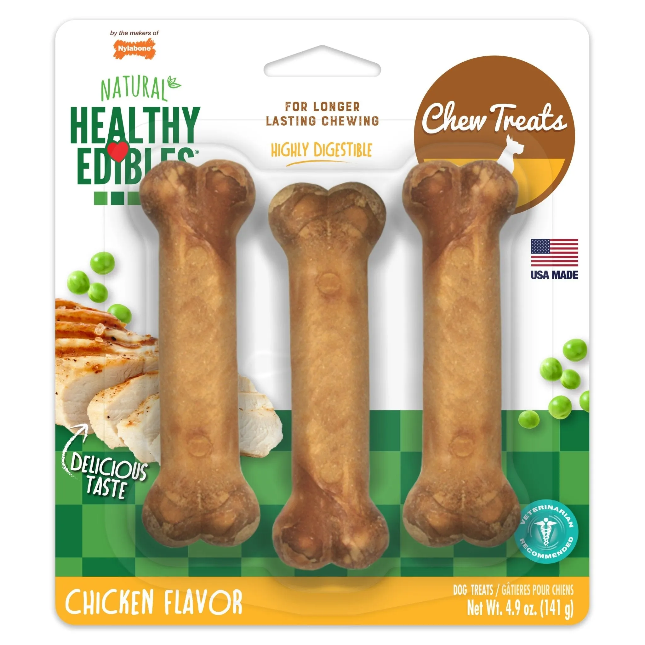 Nylabone Healthy Edibles, Regular (4.5"), 3 pack