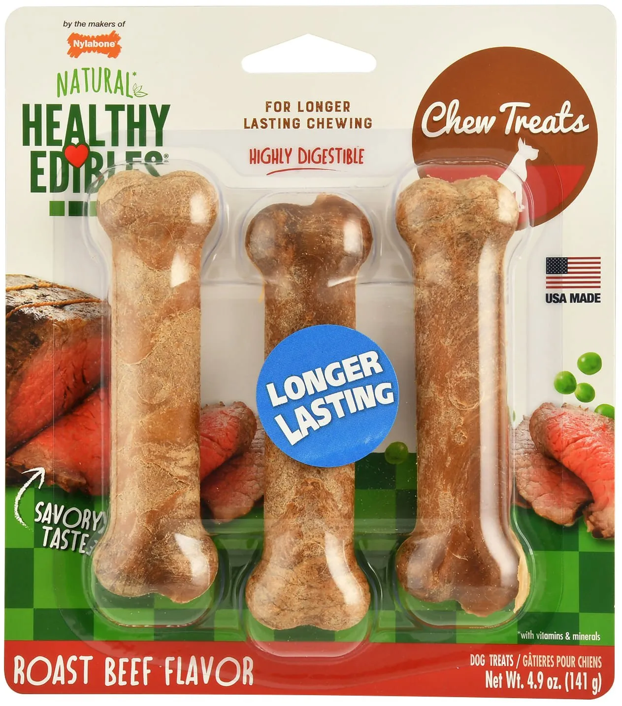 Nylabone Healthy Edibles, Regular (4.5"), 3 pack