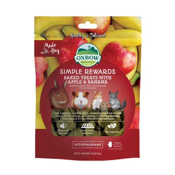 Oxbow Simple Rewards Baked Treats with Apple & Banana 3 oz