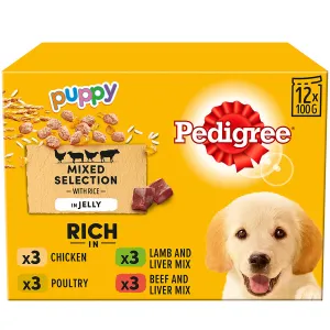 Pedigree | Puppy Wet Dog Food Pouches | Meat Selection In Jelly - 12 x 100g