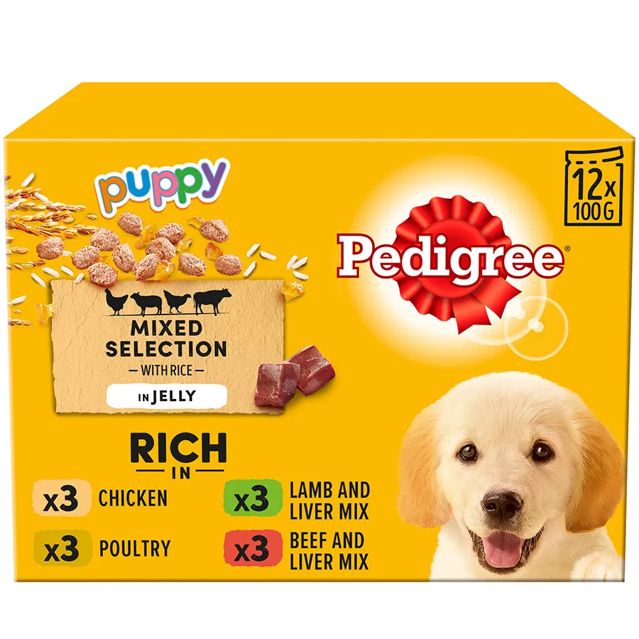 Pedigree | Puppy Wet Dog Food Pouches | Meat Selection In Jelly - 12 x 100g