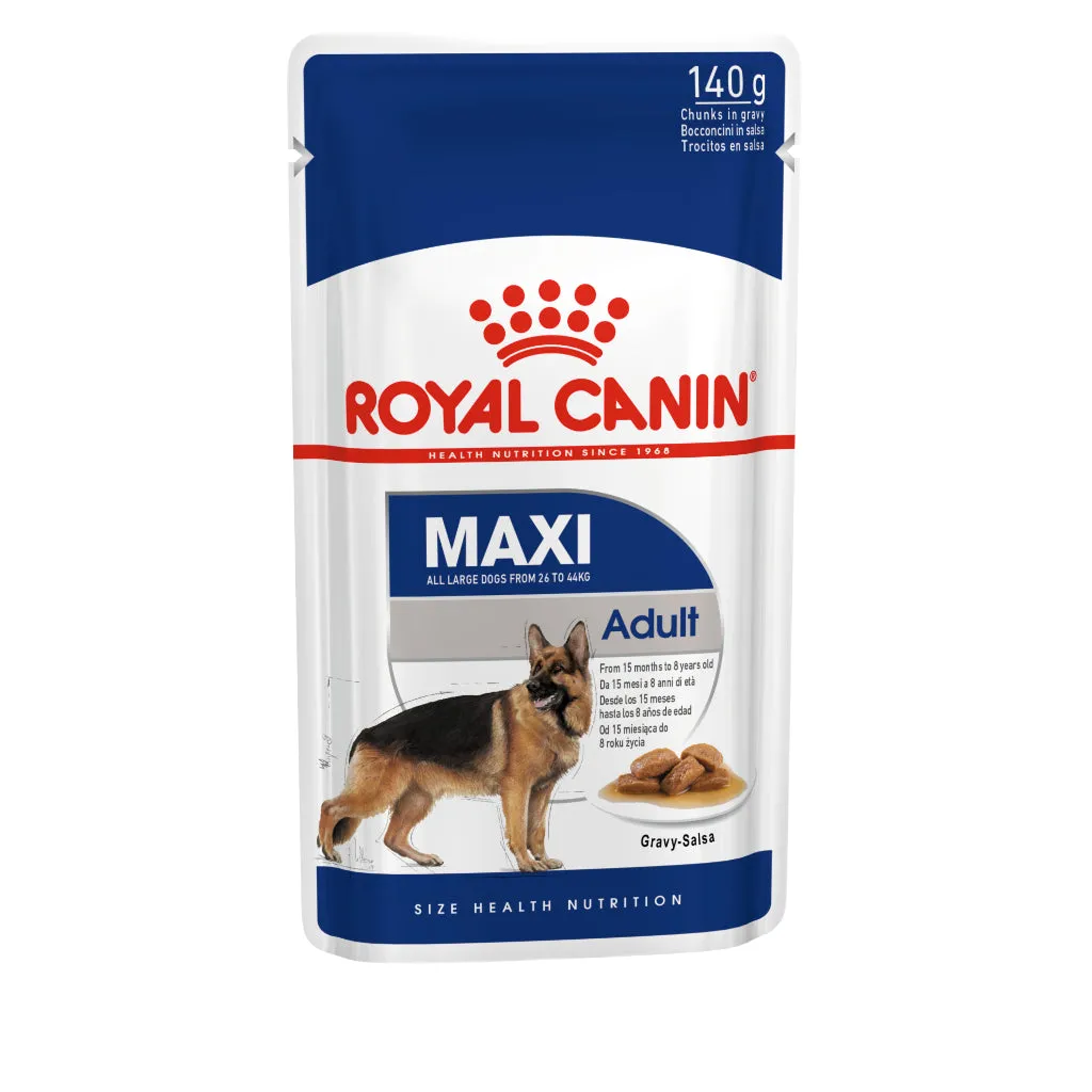 Royal Canin Maxi Adult (140g x 10 Pouches) Wet Dog Food - Size Health Nutrition