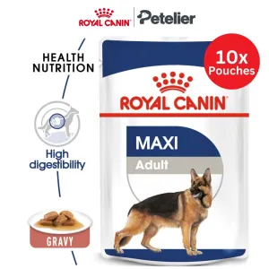 Royal Canin Maxi Adult (140g x 10 Pouches) Wet Dog Food - Size Health Nutrition