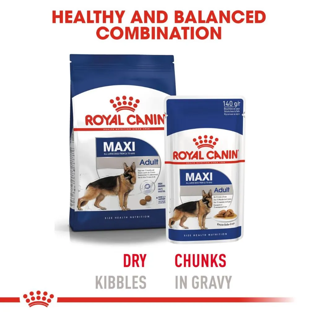 Royal Canin Maxi Adult (140g x 10 Pouches) Wet Dog Food - Size Health Nutrition