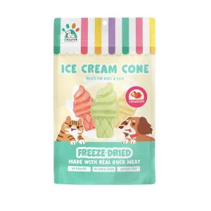 Singapaw Dogs & Cats Treats Freeze Dried Ice Cream Cone Strawberry 48g