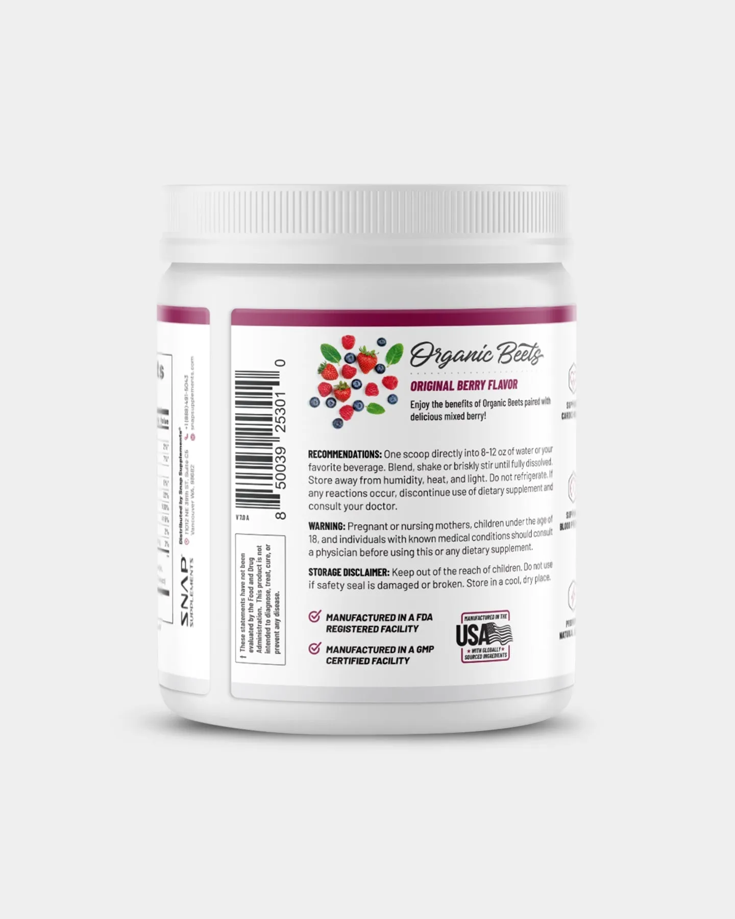 SNAP Supplements Nitric Oxide Organic Beets