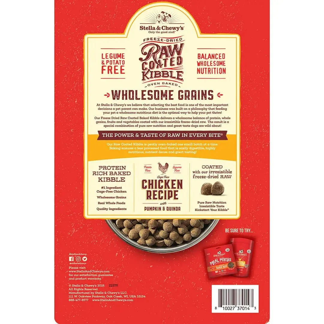 Stella & Chewy's Raw Coated Chicken Wholesome Grains With Pumpkin & Quinoa, Dry Dog Food