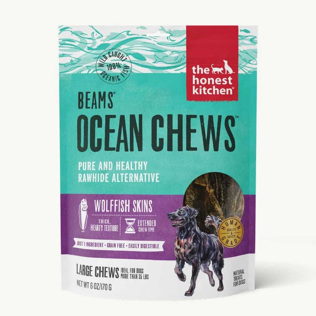 The Honest Kitchen BEAMS Grain Free Large Ocean Chews Wolffish Skin Dog Treats