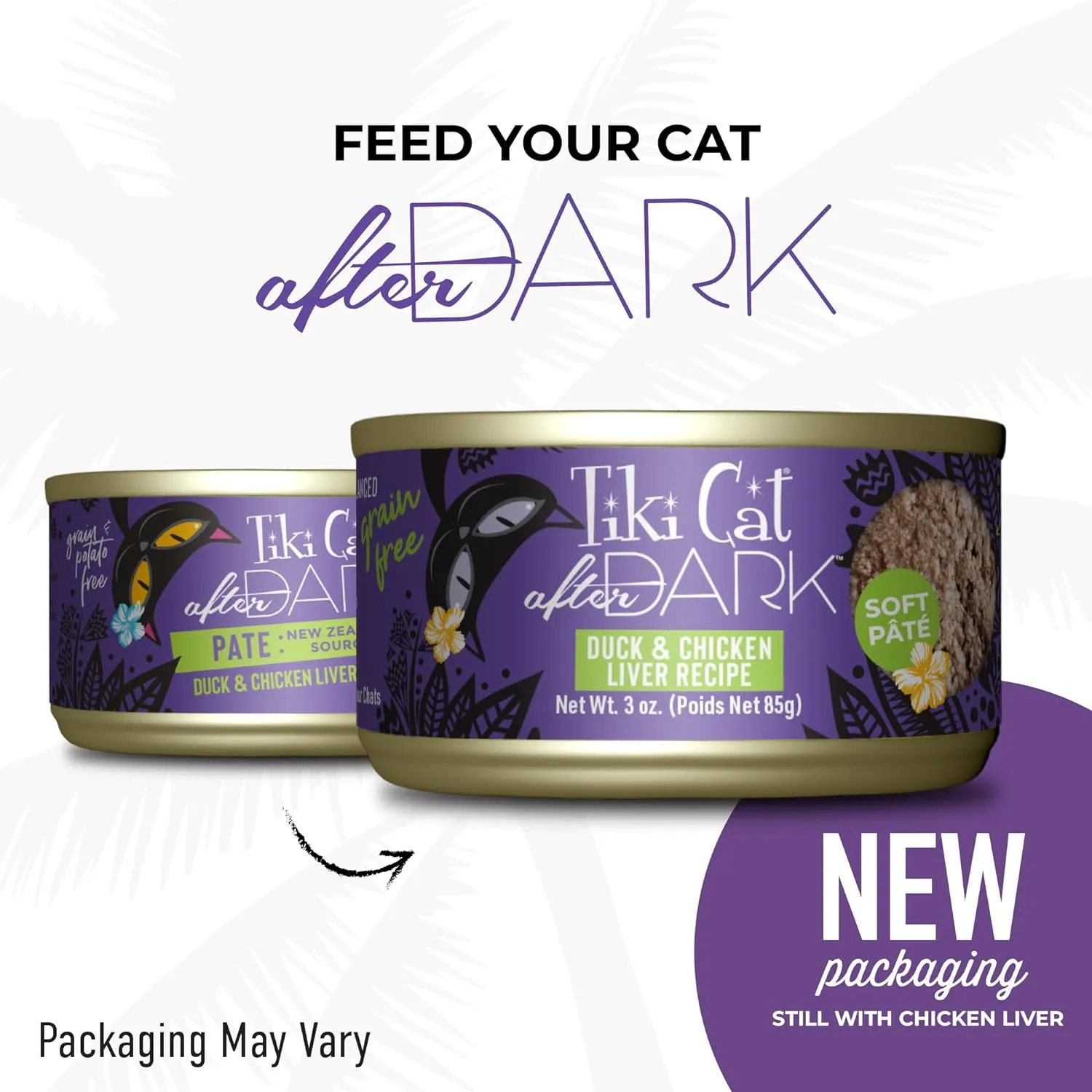 Tiki Cat After Dark Duck & Chicken Liver Pate Grain-Free Wet Food for Cats (3 oz x 12 cans )