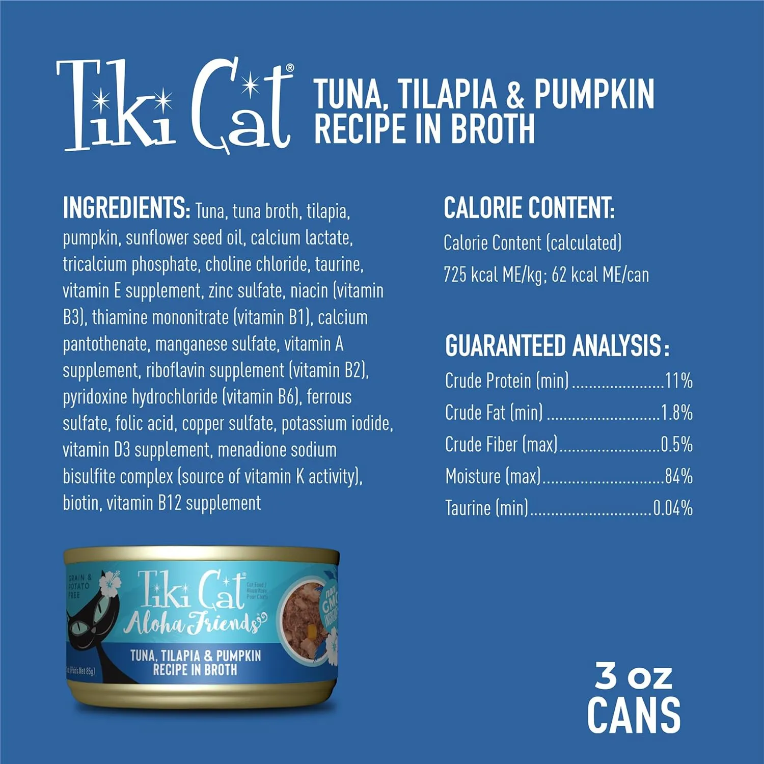 Tiki Cat Aloha Friends Tuna Tilapia Pumpkin (3 oz x 12 cans)