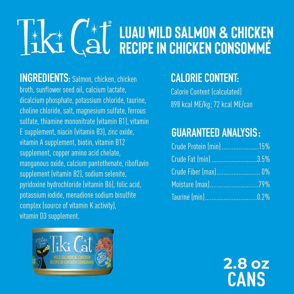 Tiki Cat Luau Wild Salmon & Chicken in Chicken Consomme Grain-Free Canned Food for Cats