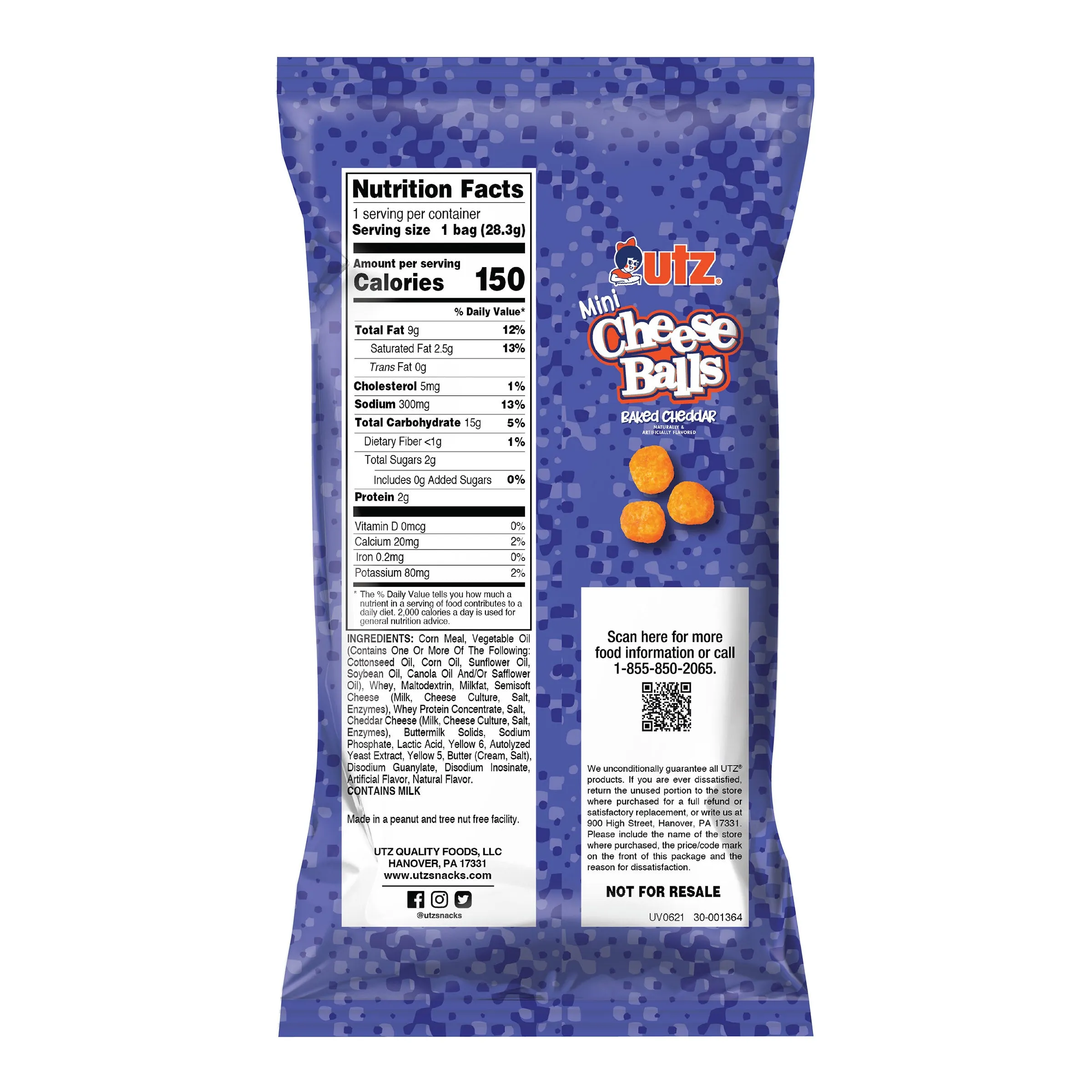 Utz Baked Cheddar Mini Cheese Balls, Multipack, 1 oz, 24 Count