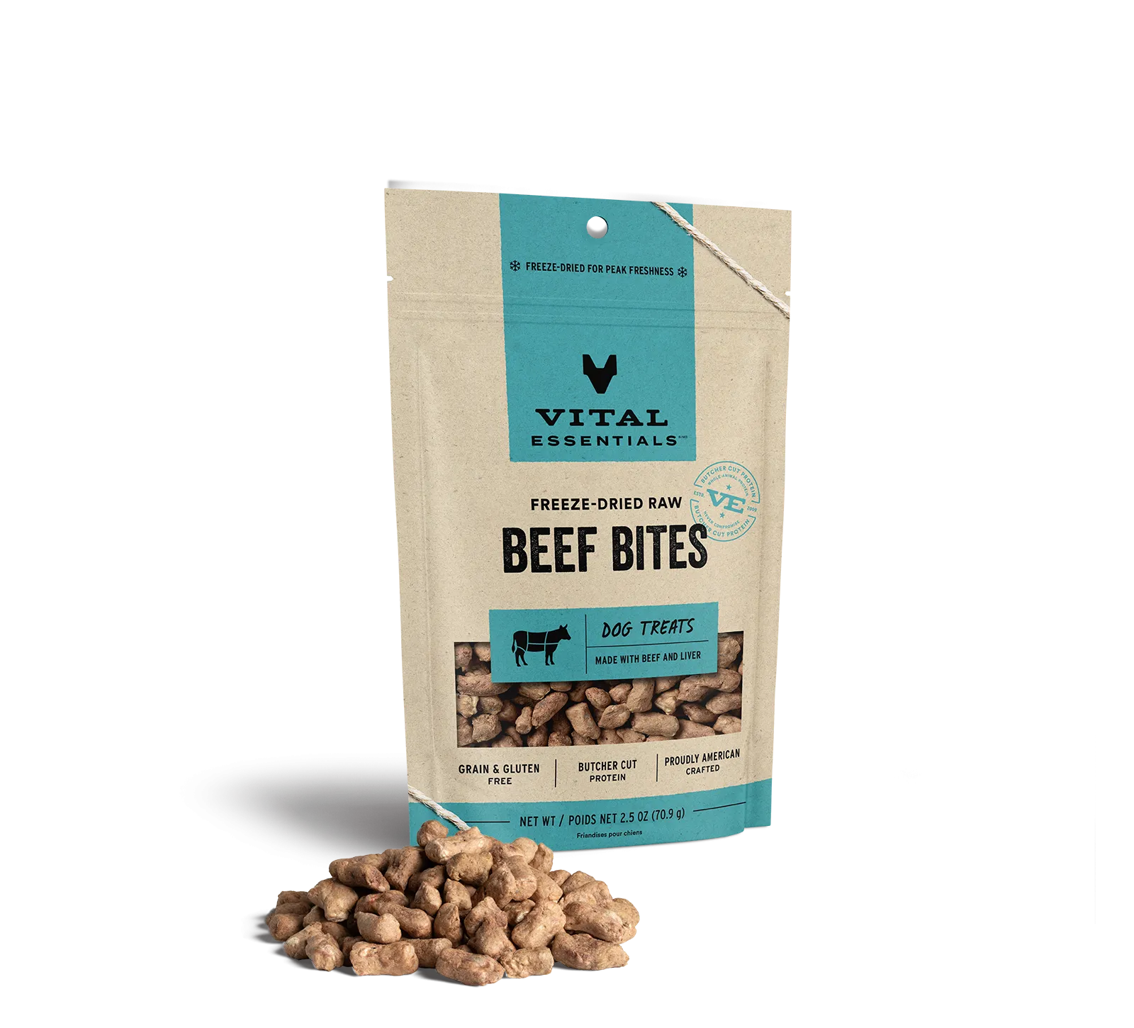 Vital Essentials Freeze-Dried Beef Bites Dog Treats