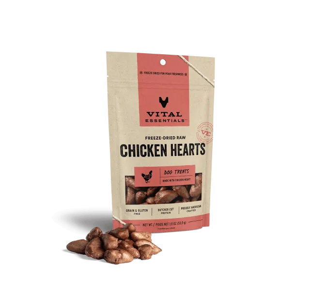 Vital Essentials Freeze-Dried Chicken Hearts Dog Treats