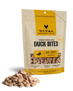 Vital Essentials Freeze-Dried Duck Bites Dog Treats 5.5oz