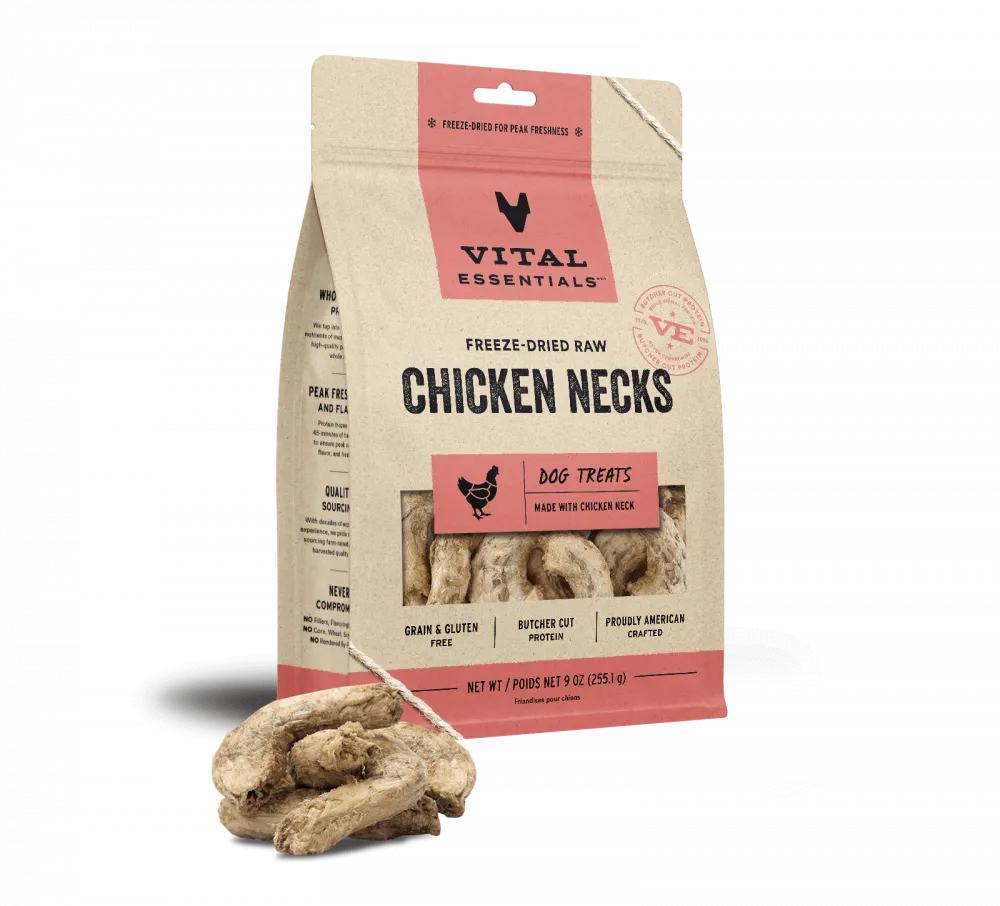 Vital Essentials Freeze Dried Raw Chicken Necks Dog Treats