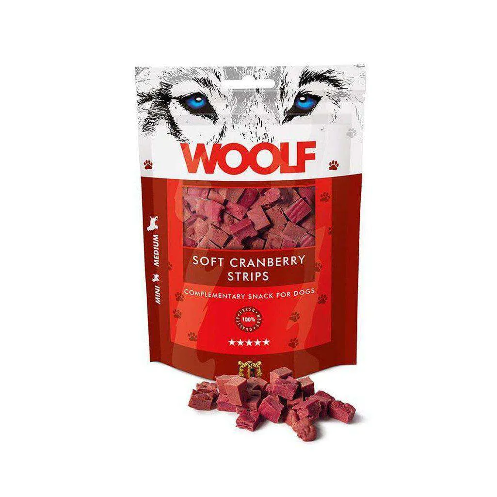 Woolf Soft Cranberry Strips 100g