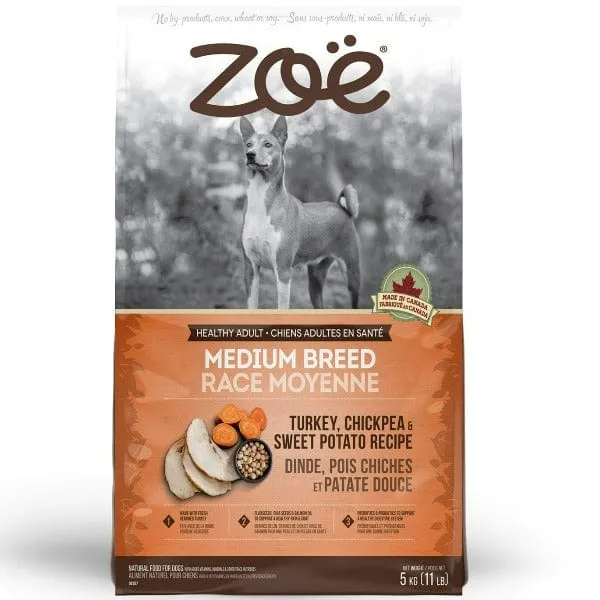 Zoë Dog Medium Breed Turkey, Chickpea & Sweet Potato Dry Dog Food, 5kg